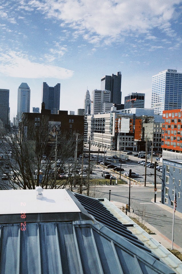 february 20, 2023: view of downtown Columbus from a rooftop.
